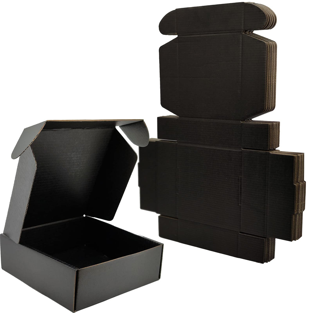 6x6x2 Shipping Boxes Set of 25, Black Mailer Corrugated Cardboard Box