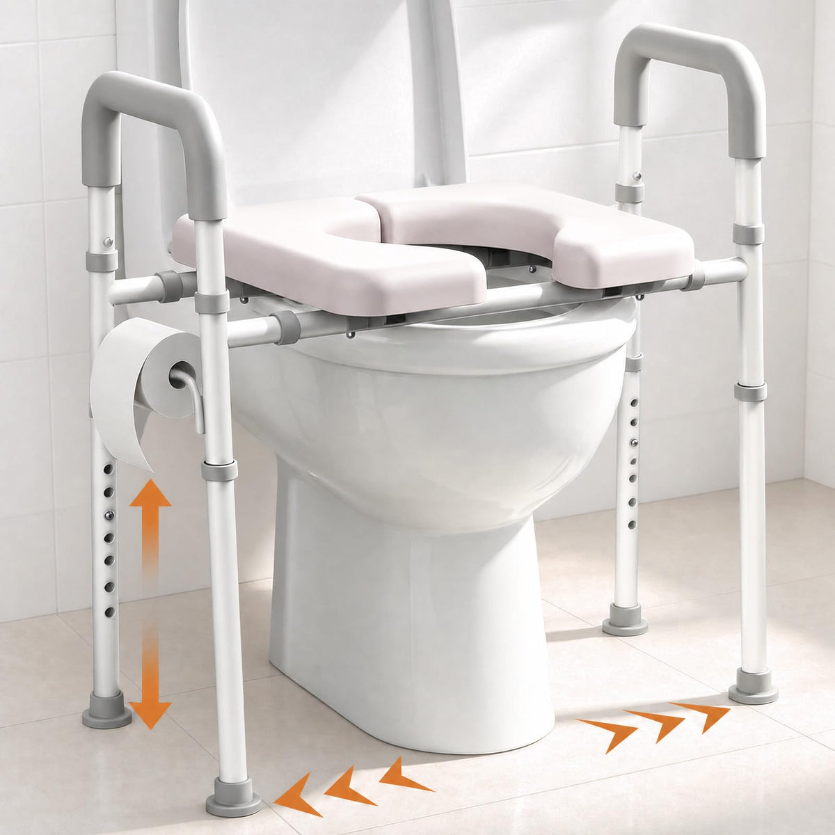 Adjustable Width & Height Raised Toilet Seat with Handles