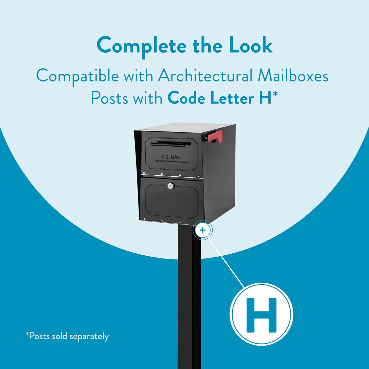 6200B-10 Oasis Classic Locking Post Mount Parcel Mailbox with High Security Reinforced Lock,Black,18.00 x 15.00 x