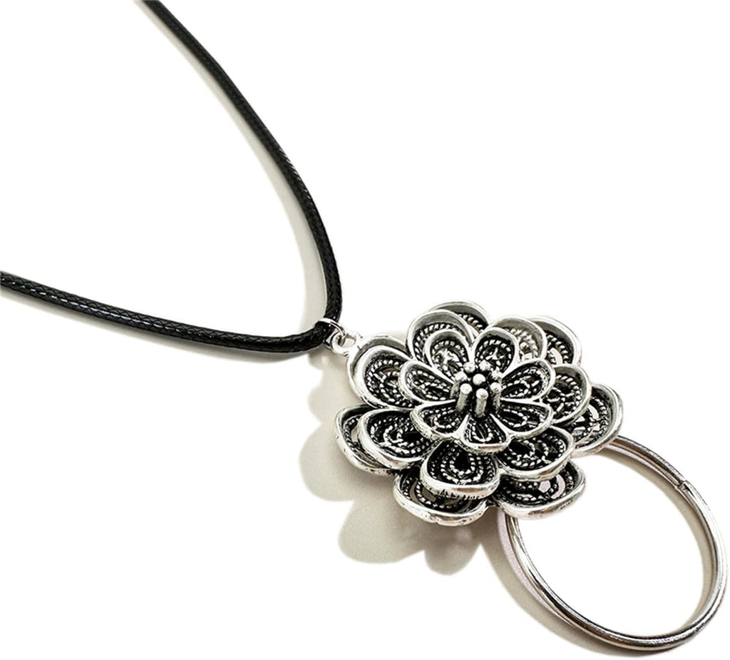 Glasses Necklace Sunglasses Holder Hanging Ring Leather Cord Eyeglasses Strap Flower Loop Ring