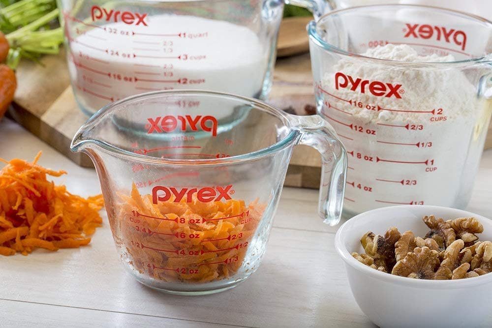Essentials (2-Pack) Glass Measuring Cups Set, (1 & 2 Cup) Measuring Cups For Prepping, Baking and Cooking, Preheated