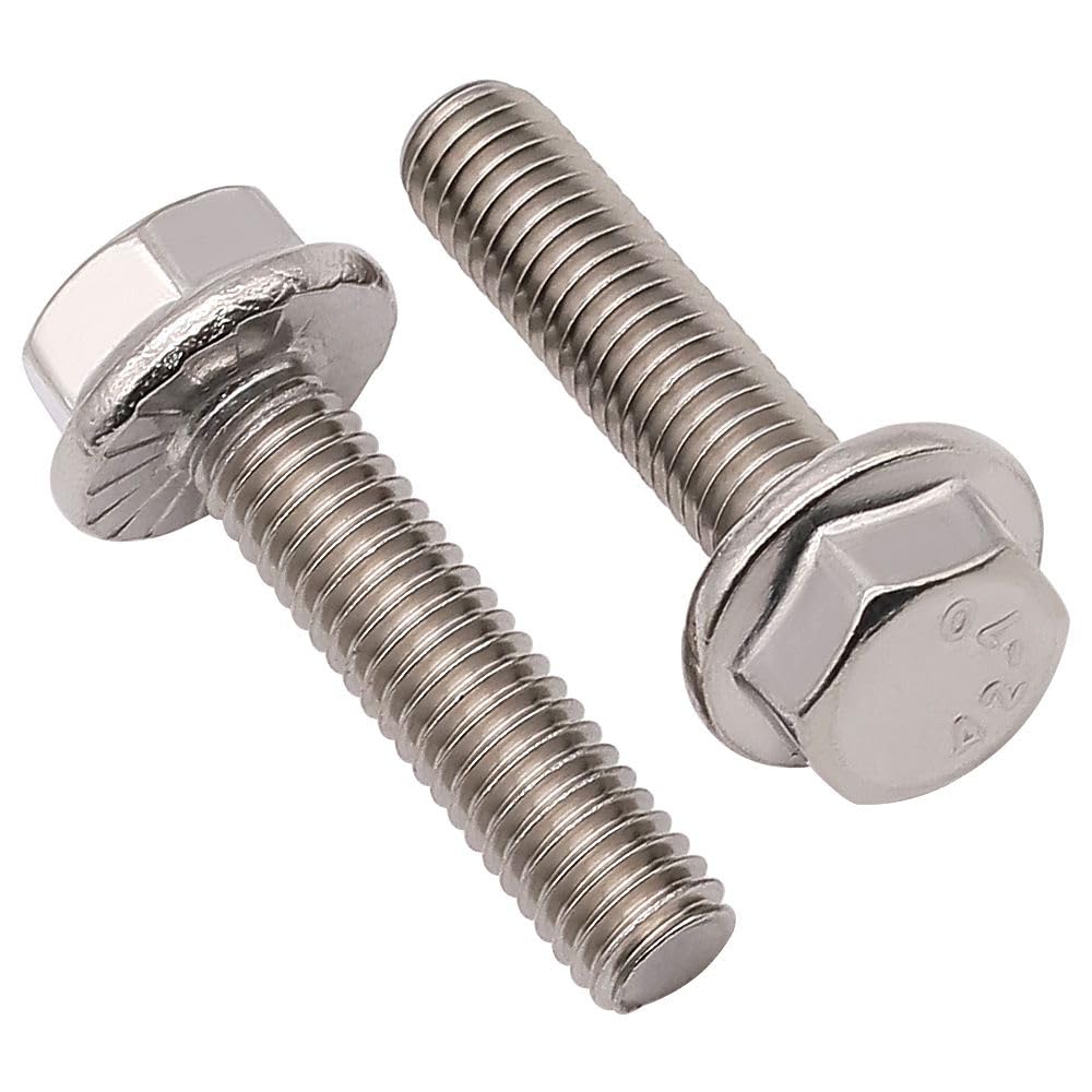 5/16-18 x 1 Serrated Flange Hex Head Bolts Screws, 304 Stainless Steel 18-8, Fully Threaded, Coarse Thread UNC, 12 pcs
