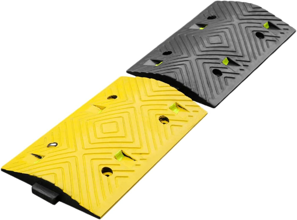 Rubber Speed Bumps,with Screws Deceleration Equipment,Wheel Stop Stoppers for Car,Truck,Trailer,and Garage,Industry