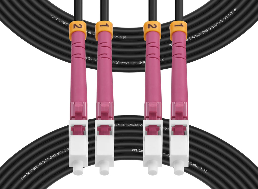 Outdoor LC to LC OM4 Fiber Patch Cable Multimode TPU, 10M(33ft)