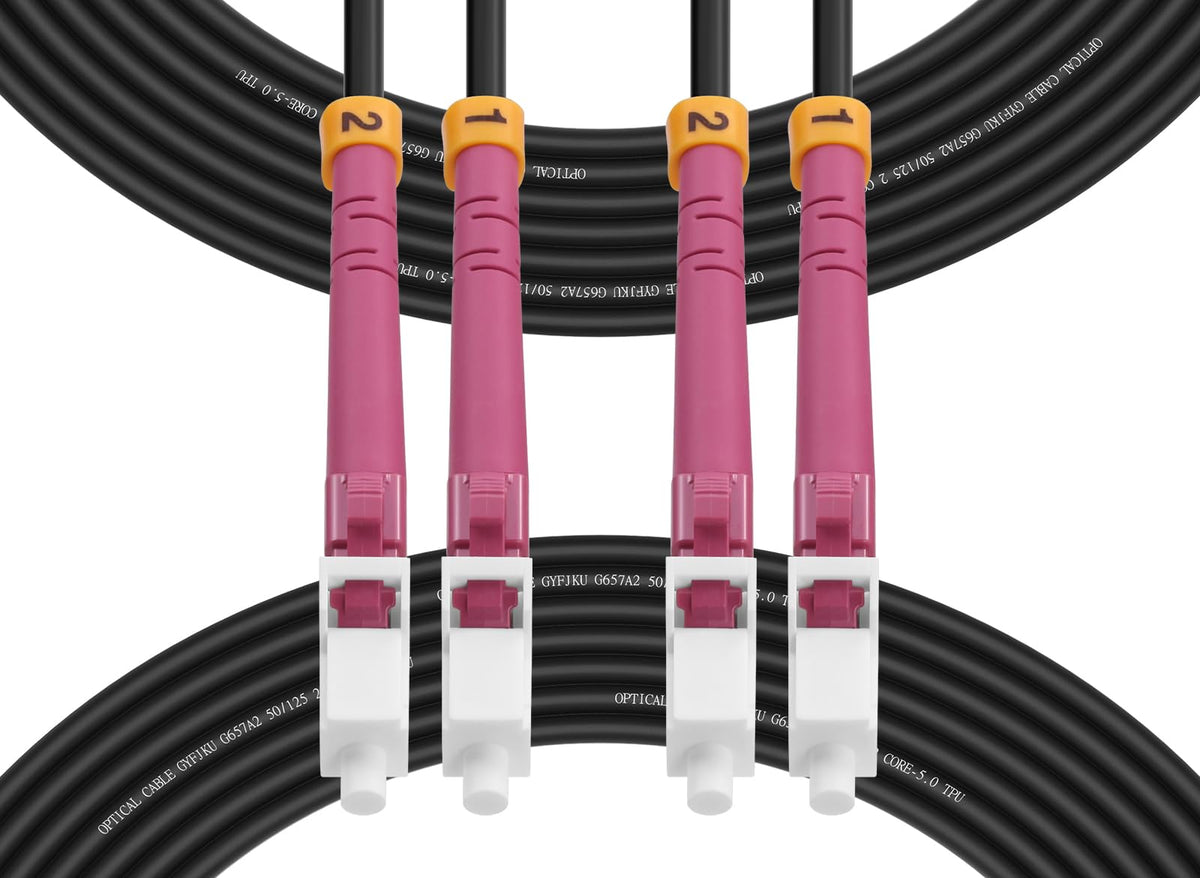 Outdoor LC to LC OM4 Fiber Patch Cable Multimode TPU, 10M(33ft)