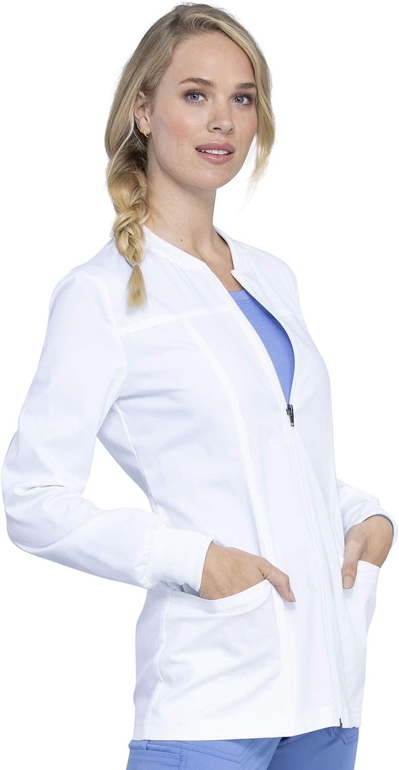Rev Tech Warm Up Scrub Jacket for Women Zip Front 4 Pockets