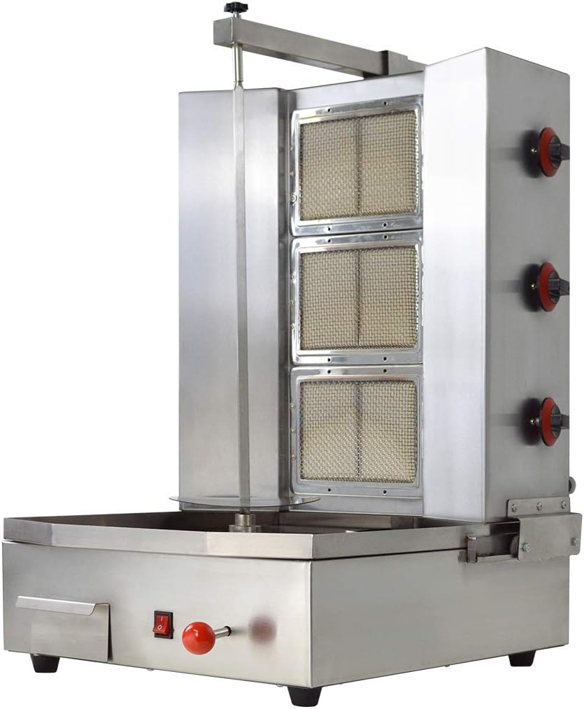 Shawarma Propane Gyro Machine Gas Kebab Doner Automatic Vertical Broiler with 3 Burners