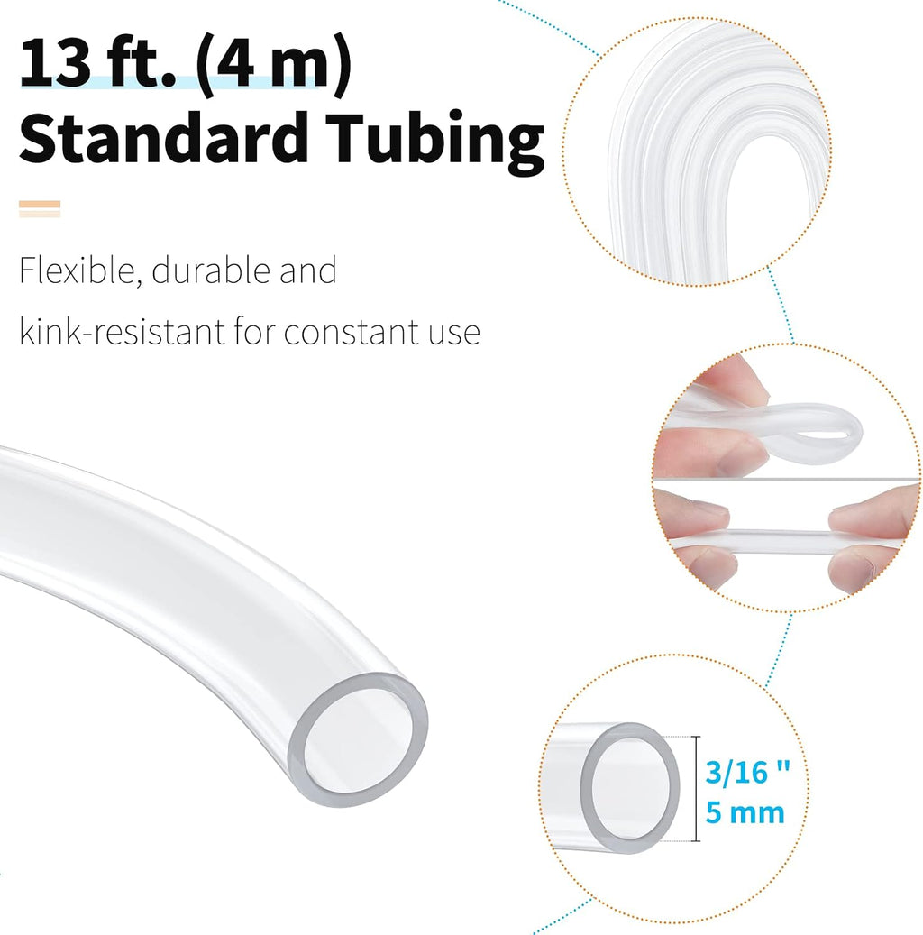 13 Feet Airline Tubing Standard Aquarium Air Pump Accessories with Air Stones, Check Valves, Suction Cups and Connectors