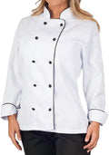Womens Executive Chef Coat with Black Piping