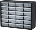 24-Drawer Plastic Storage Cabinet, 20" W x 6" D x 16" H, Black