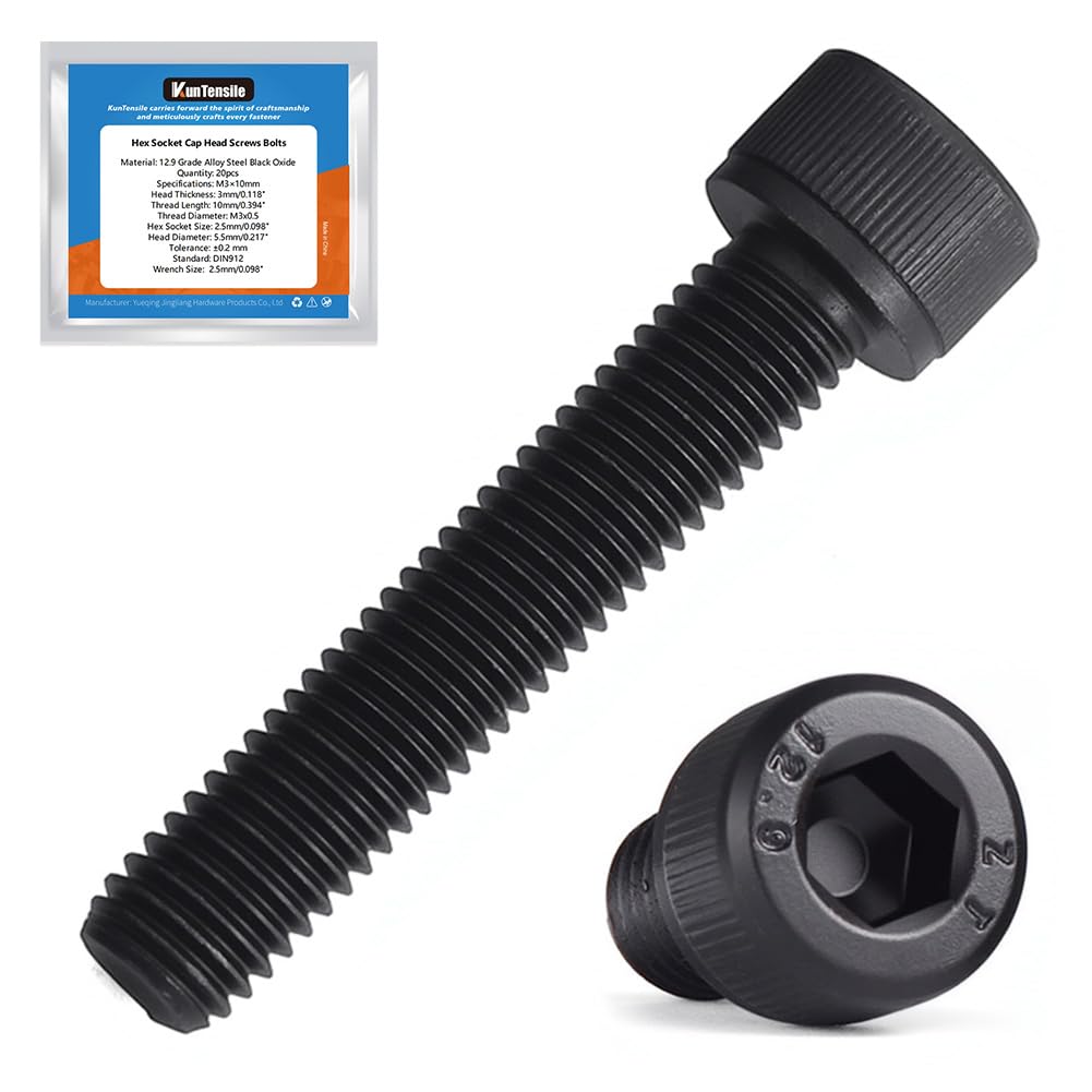 M12 x 60mm Hex Socket Cap Head Screws Bolts, 6pcs Grade12.9 Machine Screws