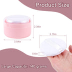 2 Pcs Large Body Powder Container with Sifter and Powder Puff Pink