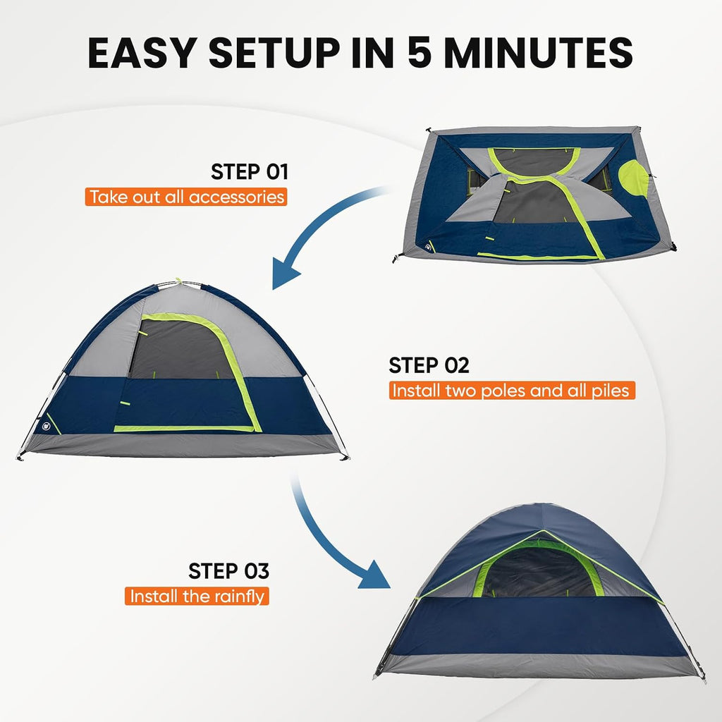 Camping Tent 2 Person, Tent for Camping, Instant Tent Outdoor | Camping Tent Waterproof Windproof Dome Tent with