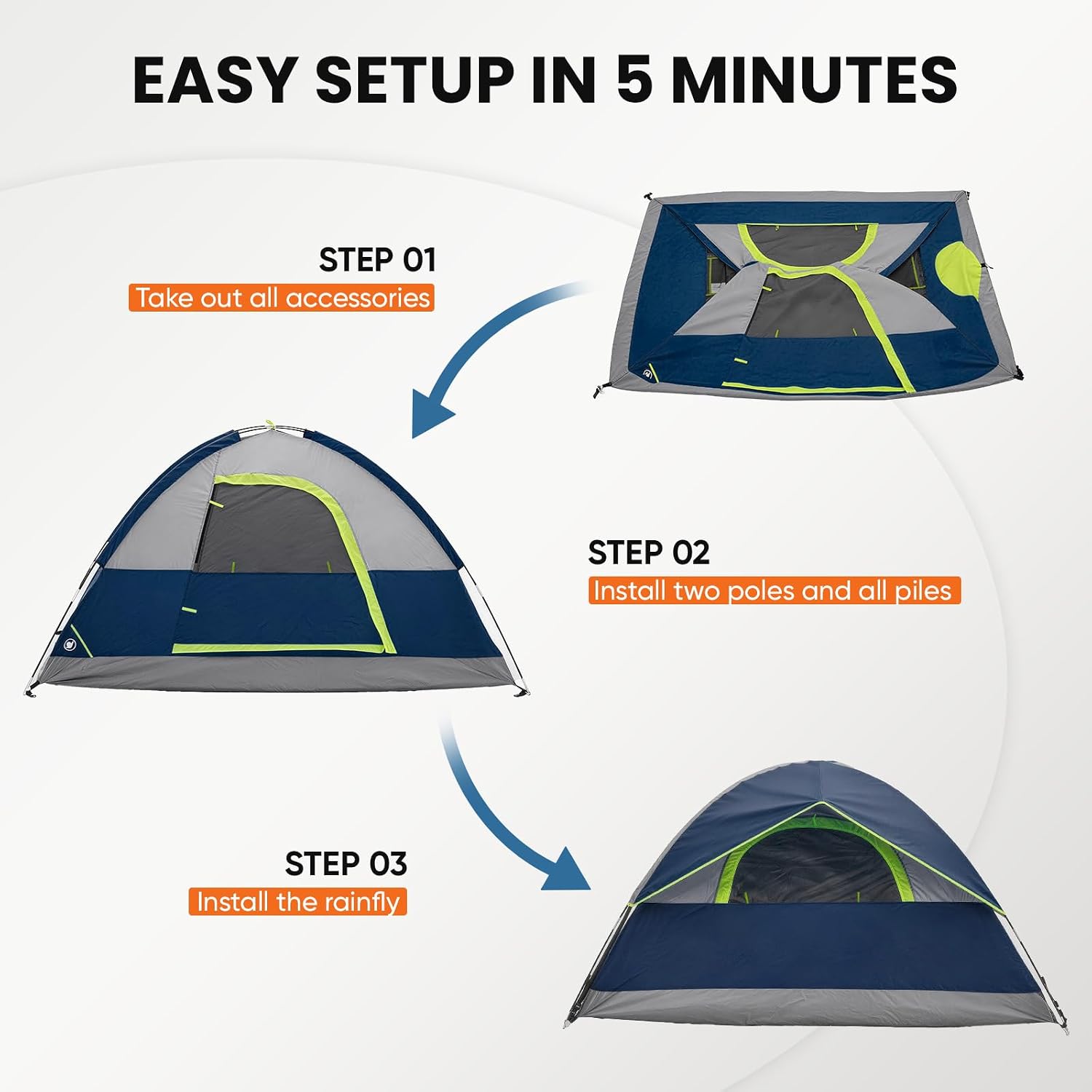 Camping Tent 2 Person, Tent for Camping, Instant Tent Outdoor | Camping Tent Waterproof Windproof Dome Tent with