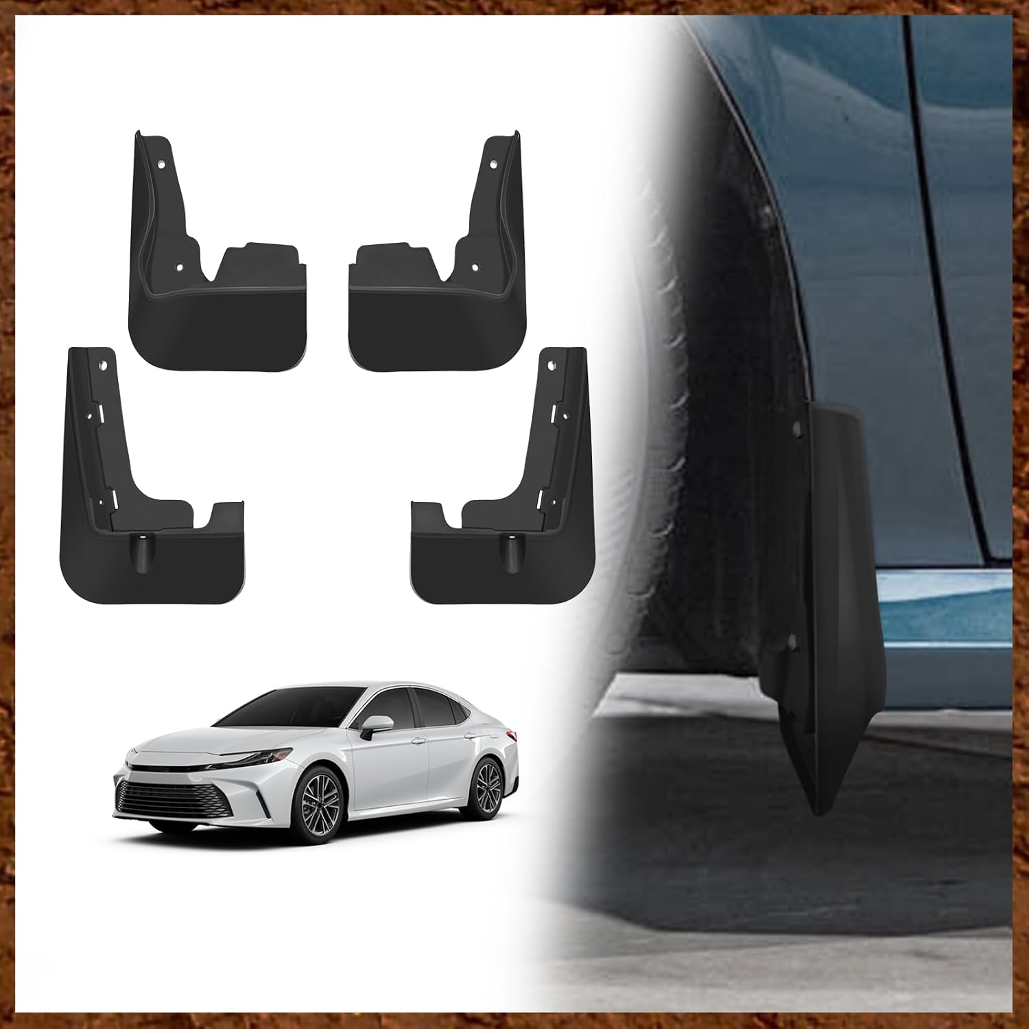 Mud Flaps for 2025 2026 Toyota Camry LE, XLE (Not for SE/XSE) | Accessories Splash Guards Wheel & Tire Mudguards