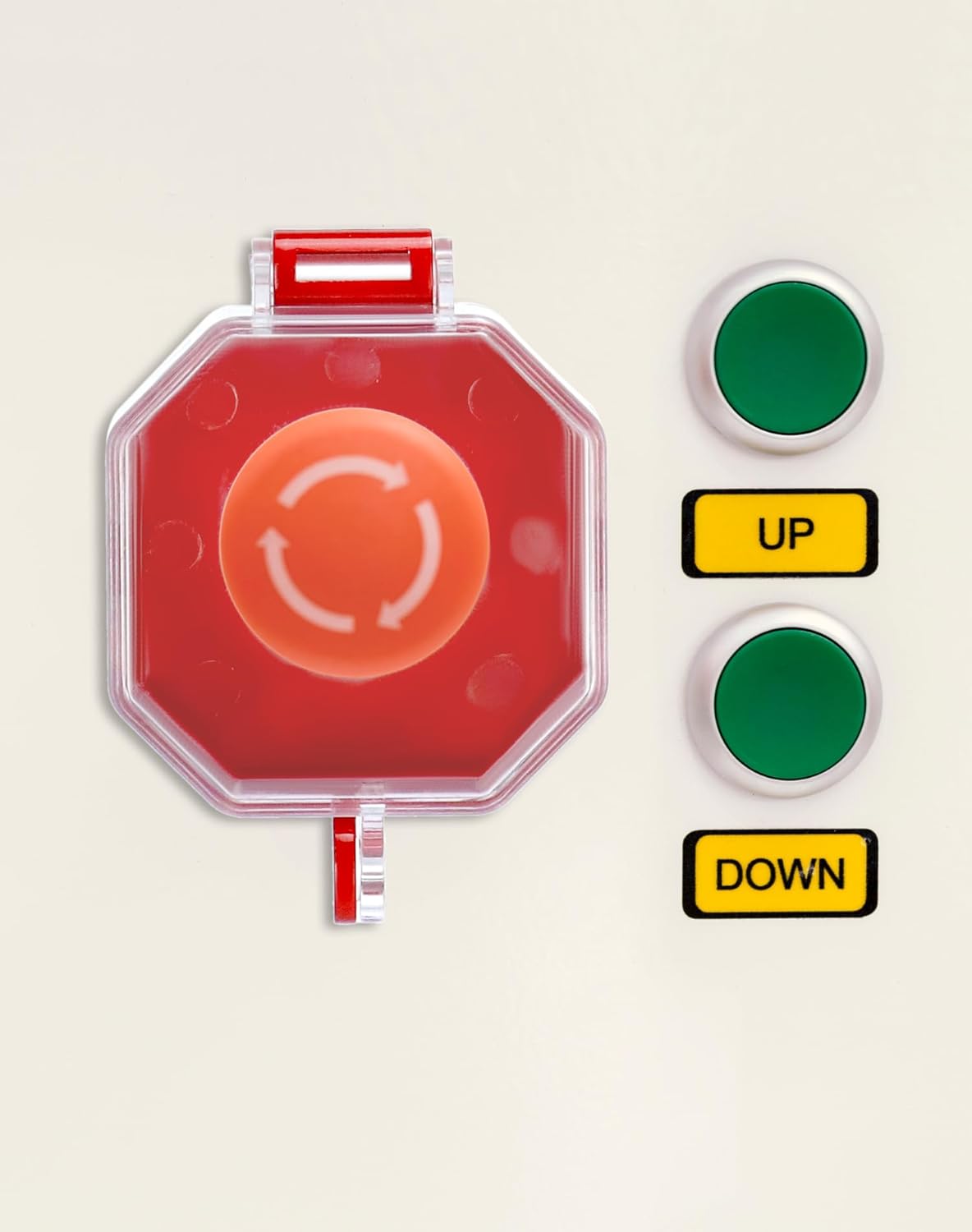 QWORK Emergency Stop Button Cover, 4 Pack Plastic Switch Cover Protector, Toggle Switch Push Button Switch Lockout Cover, Add Protection