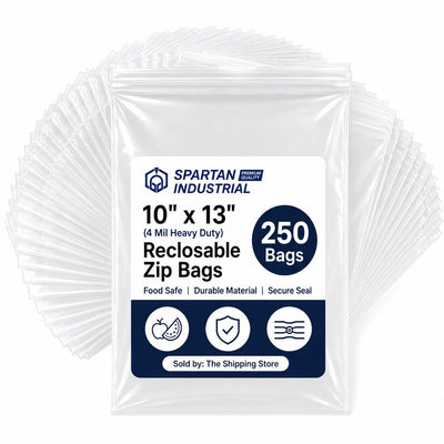 10” X 13” (250 Count) 4 Mil Thick Bulk Clear Reclosable Zip Bags
