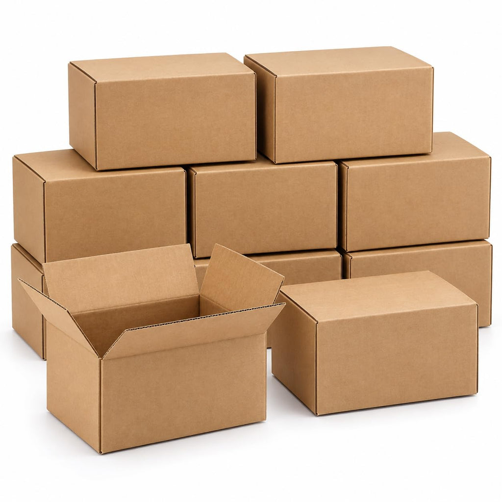 Shipping Boxes Mailers 8x6x4 inches Cardboard Small Packing Kraft Moving Mailing Box, (Pack of 10) Sturdy Cardboard