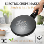 Black Electric Crepe Maker, 8" Portable Nonstick Crepe Pan