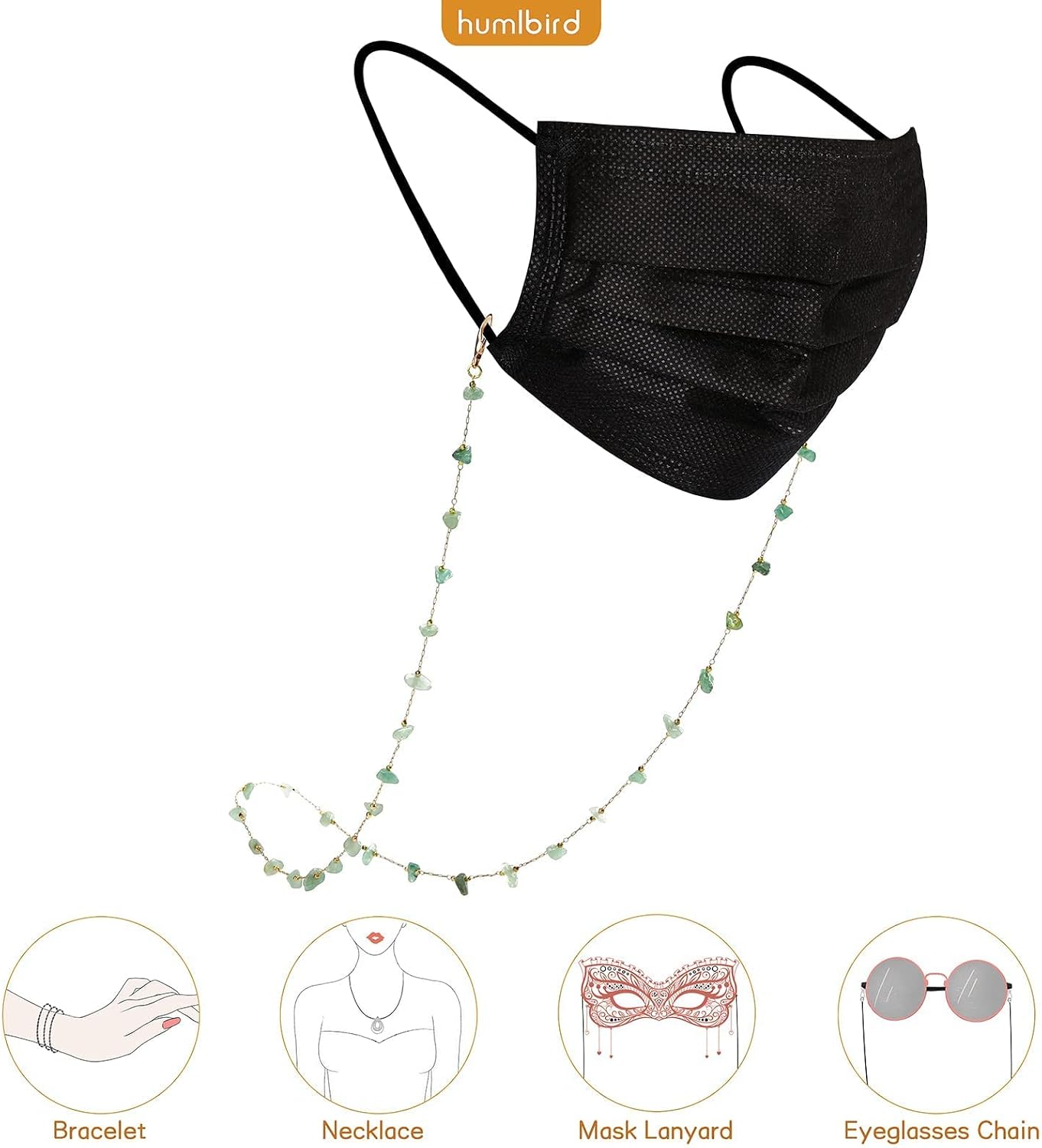 Eyeglass Chain for Women Stylish Mask Lanyard Natural Crystal Mask Chain Eye Glasses Holder Strap