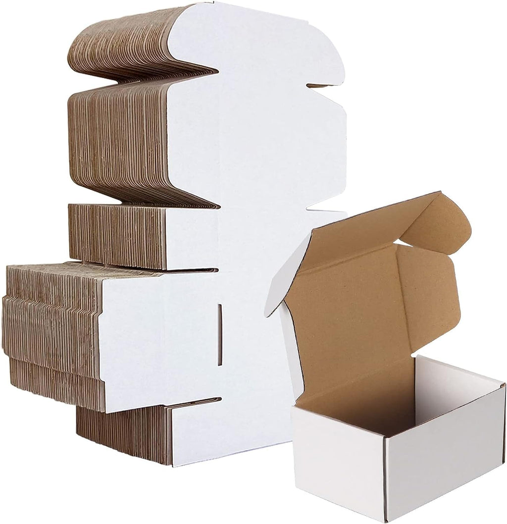 6x4x3 inches Shipping Boxes Set of 50, White Corrugated Cardboard Box Literature Mailer