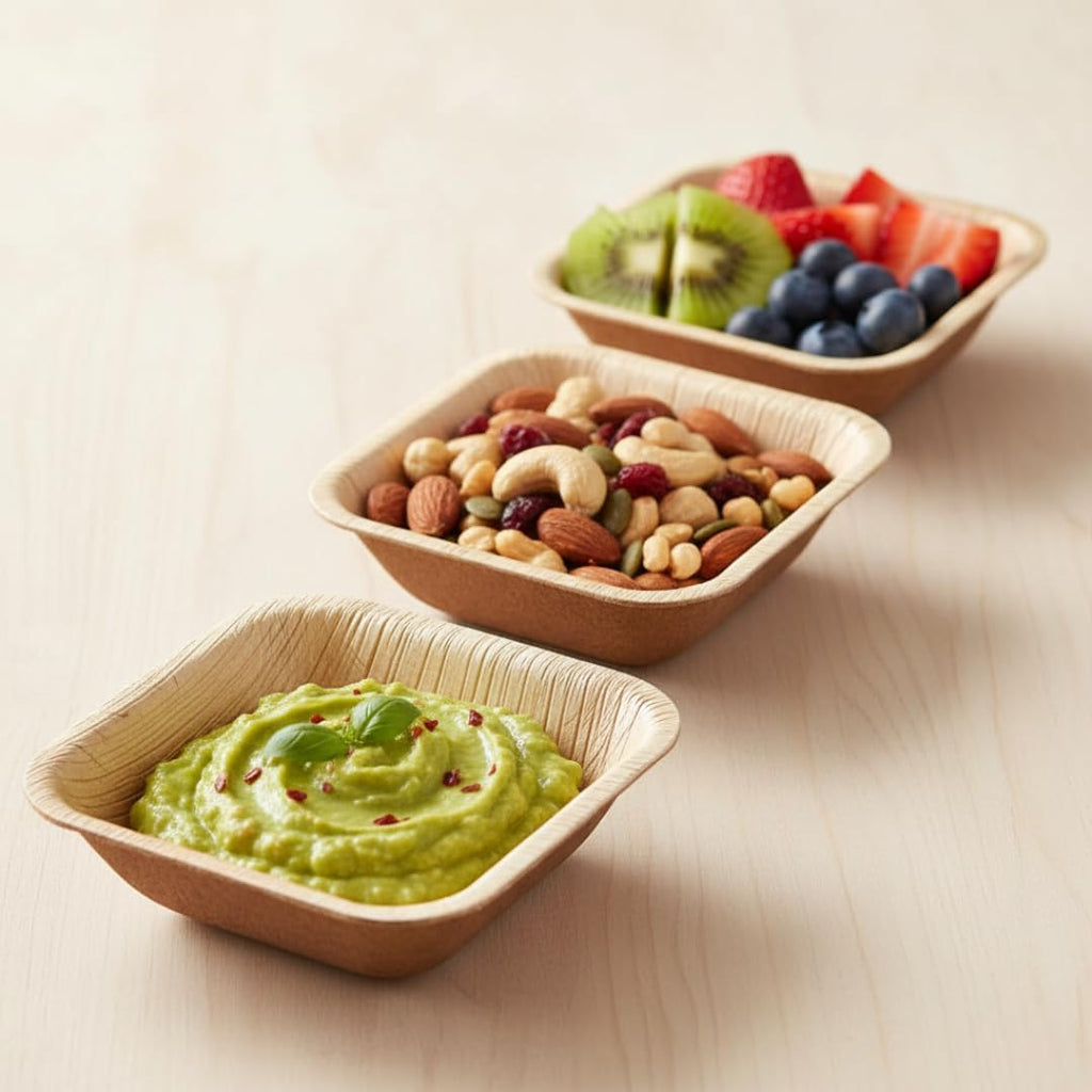 Disposable Bamboo 2.5" Square Mini Bowl (100 pcs) Dipping Bowls | Bamboo | All Natural and Biodegradable |