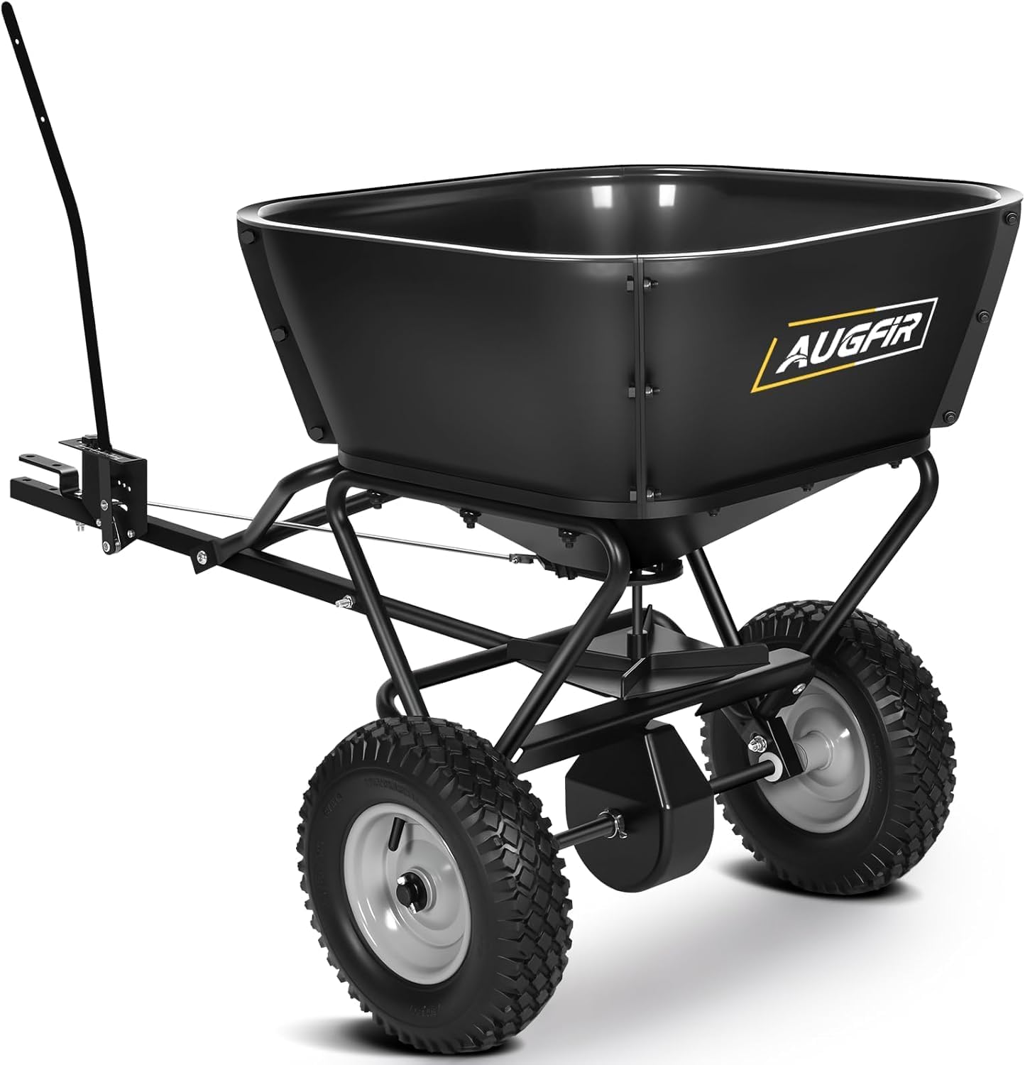 Tow Behind Broadcast Spreader, 130 LBS Capacity Lawn Fertilizer Spreader for Riding Mower, ATV, UTV & Tractor, 12 FT
