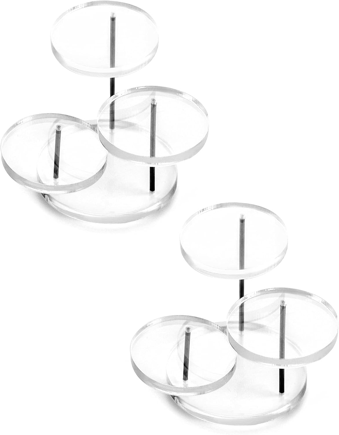 Round Acrylic Products Display Riser Stands, 3 Tier Jewelry Display Stands for Rings Earrings,Mini Figurines, Clear