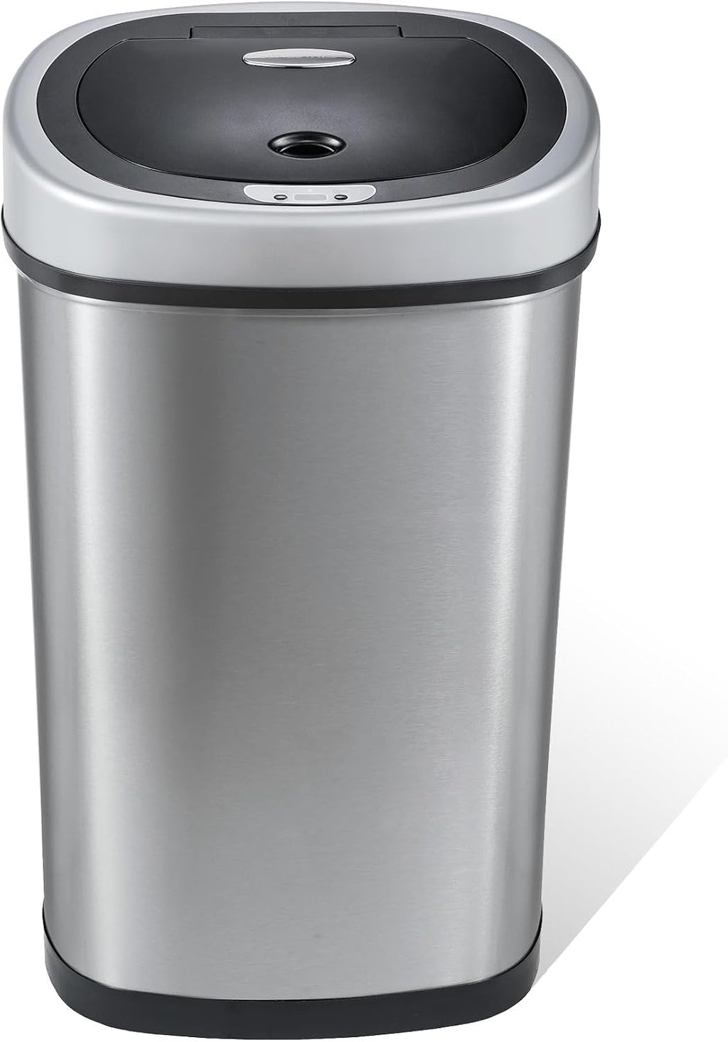 13 Gallon Oval Automatic Trash Can, 50L Touchless Motion Sensor Kitchen Garbage Can with Odor-Sealing Black Lid