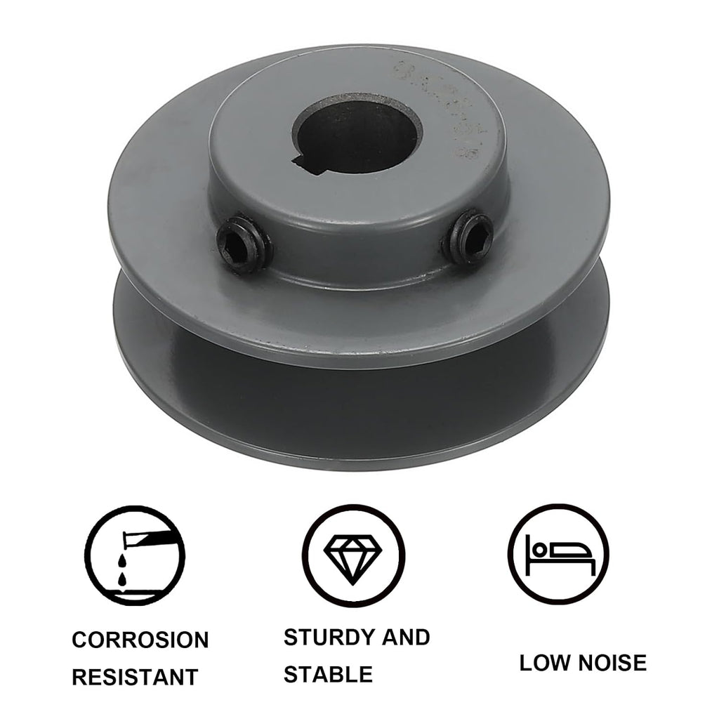 uxcell BK25-5/8 V-Belt Sheave 5/8"Bore x 2.65"OD Single Groove Web Sheave Bored-to-Size Sheave, Cast Iron, Belt Section for 3L or B Belt