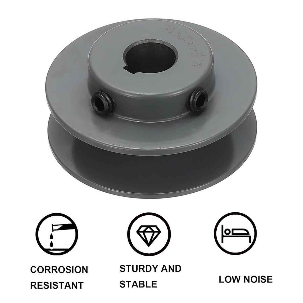 uxcell BK25-5/8 V-Belt Sheave 5/8"Bore x 2.65"OD Single Groove Web Sheave Bored-to-Size Sheave, Cast Iron, Belt Section for 3L or B Belt