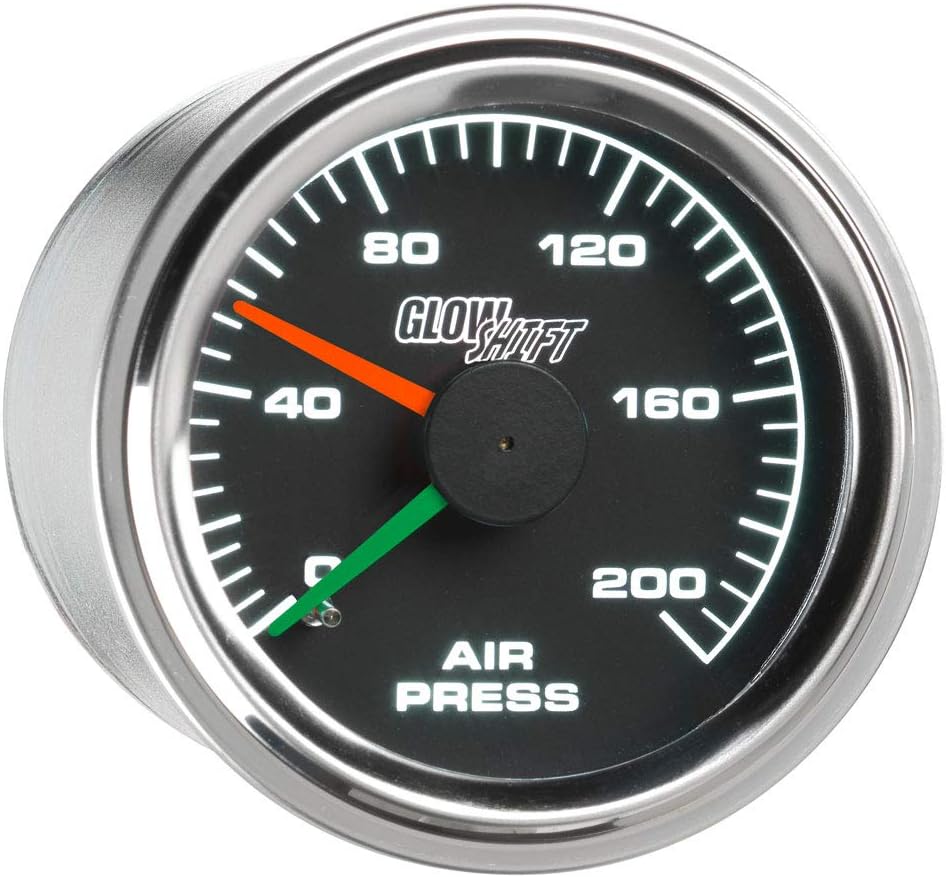 GlowShift Black Mechanical Dual Air Pressure Gauge Kit, 2-1/16" 52mm