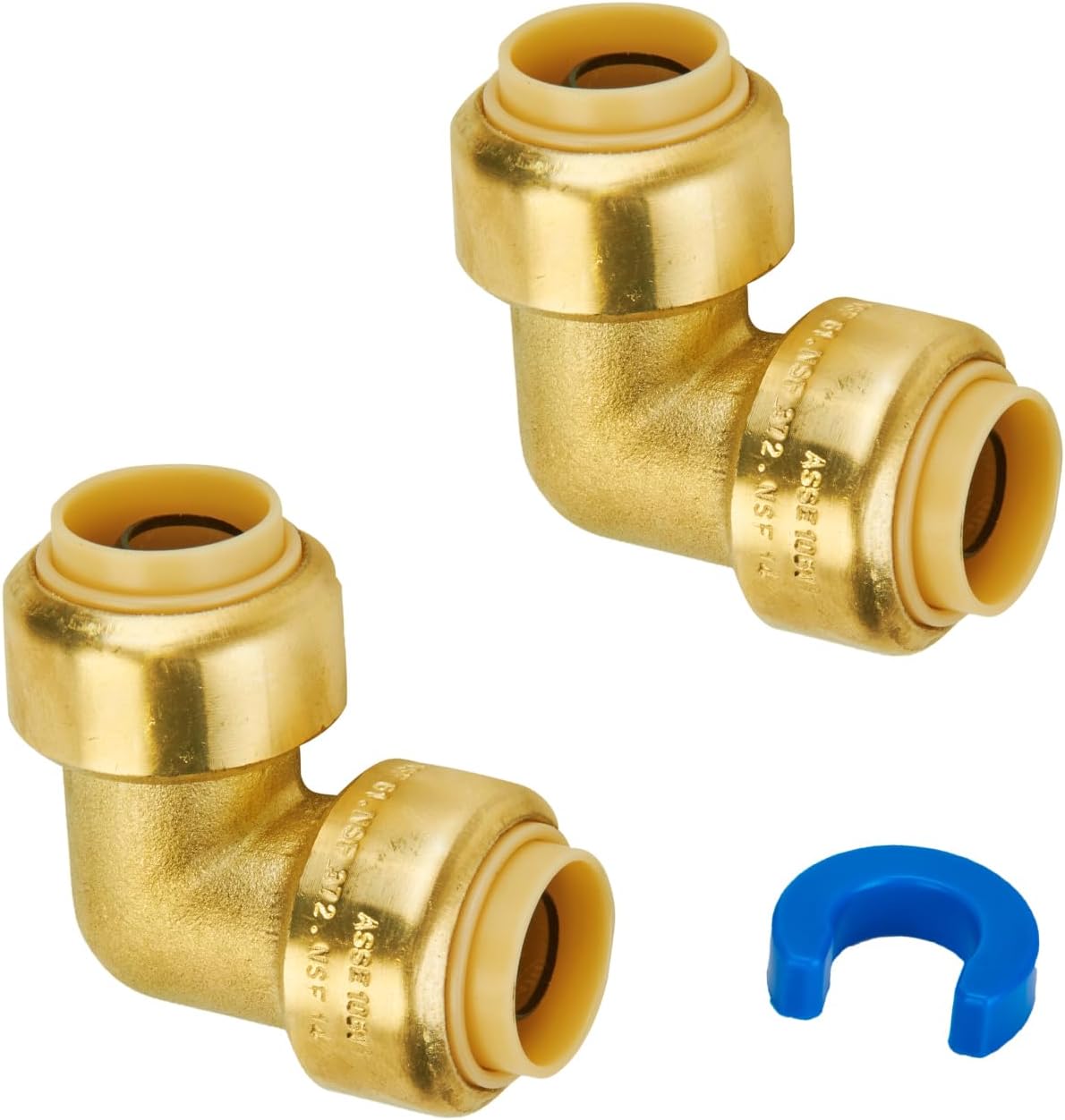 SUNGATOR 1/2 Inch 90 Degree Elbow, Push to Connect Pipe Fittings, 2-Pack