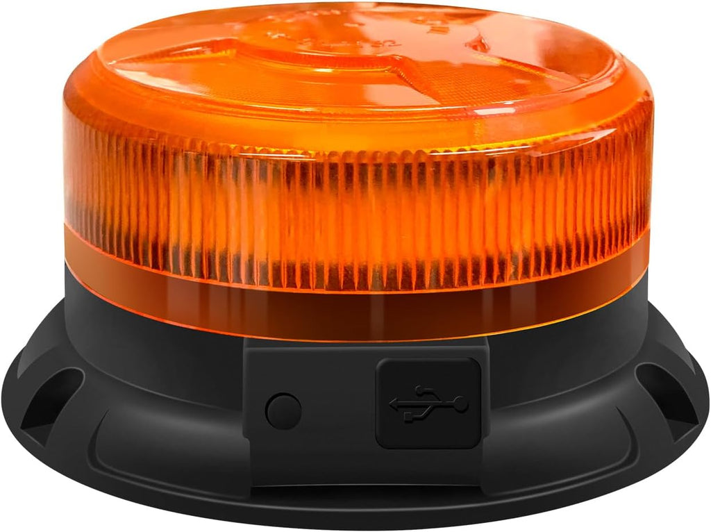 Magnetic Wireless Strobe Light Amber Warning Beacon Light for Trucks | Rechargeable Waterproof Emergency Safety