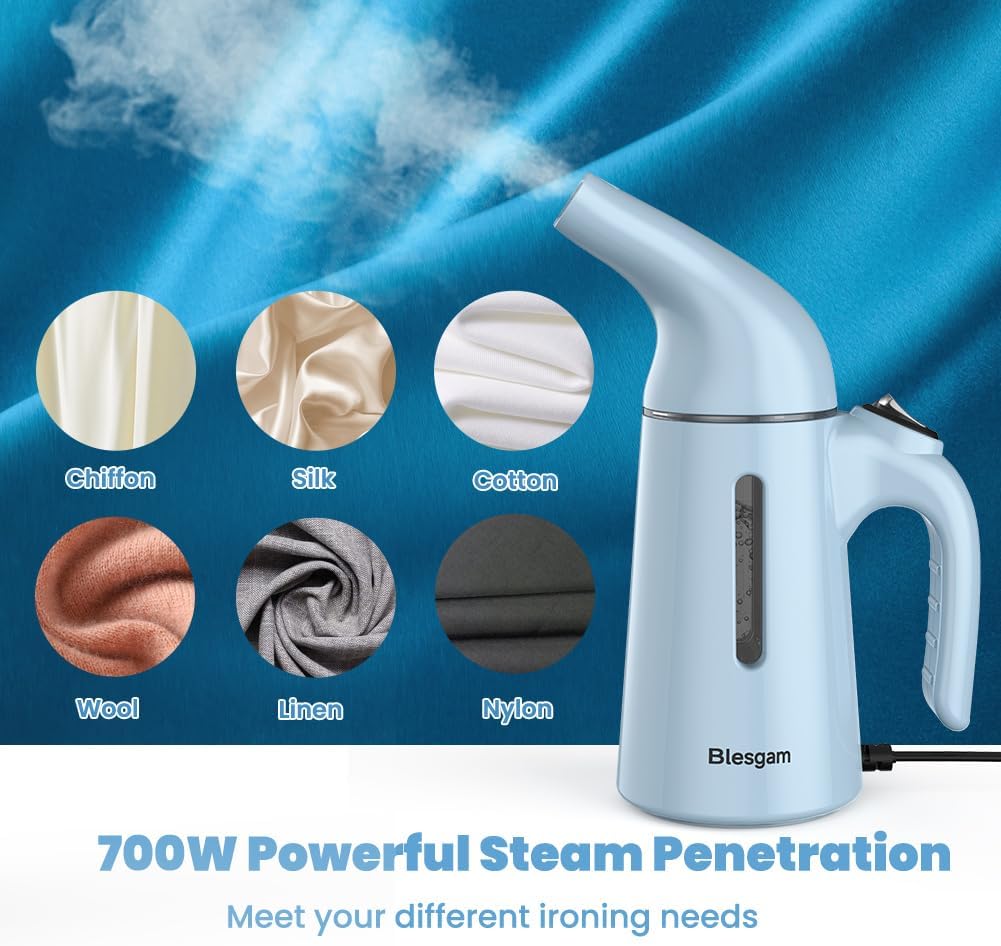 Steamer for Clothes 700W, Fast Heat-up in 40S Clothes Steamer | 120ML Water Tank, 25g/min Strong Penetrating Steam
