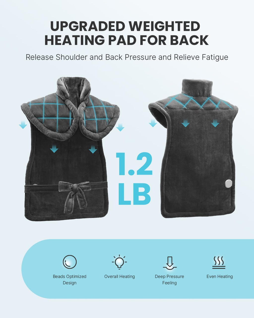 Large Weighted Electric Heating Pad for Back, Neck & Shoulders