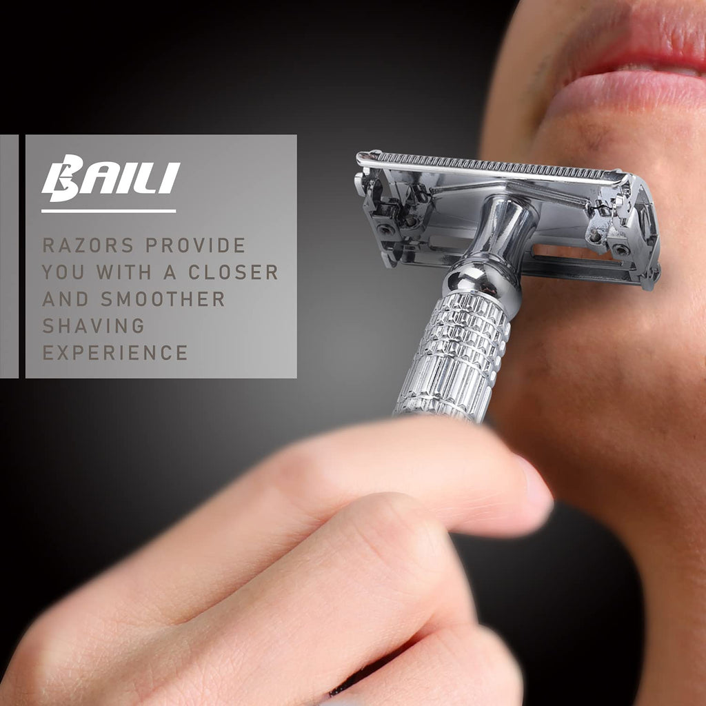 Butterfly Open TTO Double Edge Metal Safety Razor Wet Shaving Kit for Men Women with Platinum Blade and Mirrored