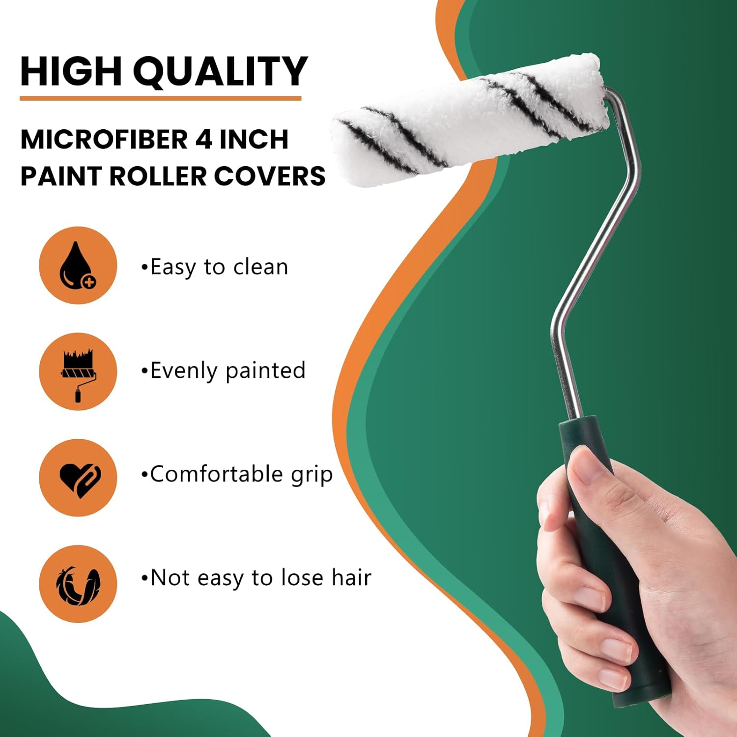 Microfiber Paint Roller Covers, 24 Pack Paint Roller 4 Inch (3/8 Inch Nap), Paint Roller Frame, Small Paint Rollers