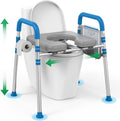 Raised Toilet Seat with Handles, Padded Toilet Seat Risers for Seniors, Adjustable Height & Width Toilet Riser