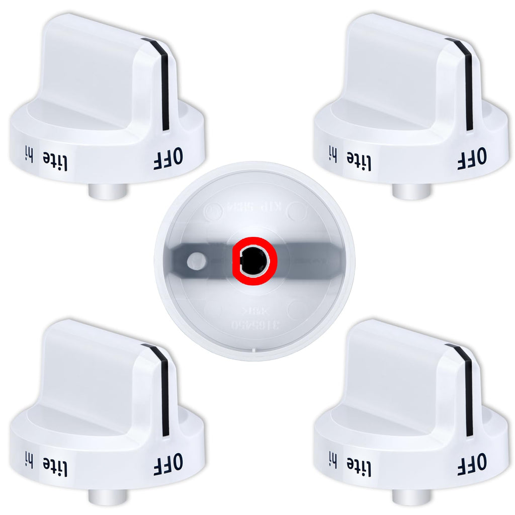 TURNEGOO Upgrade 316545007 Gas Stove Knobs，Cooktop Surface Burner Control Knobs White Replacements, Only Compatible with Frigidaire Gas Range/Oven/Stove Knobs (5 Pieces)