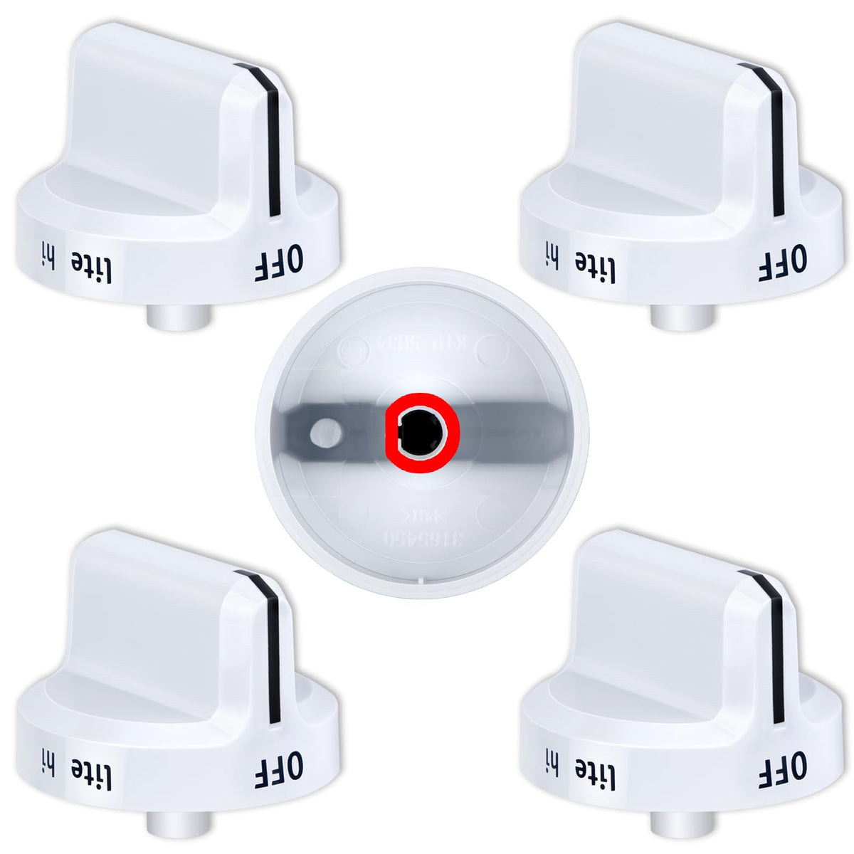 TURNEGOO Upgrade 316545007 Gas Stove Knobs，Cooktop Surface Burner Control Knobs White Replacements, Only Compatible with Frigidaire Gas Range/Oven/Stove Knobs (5 Pieces)