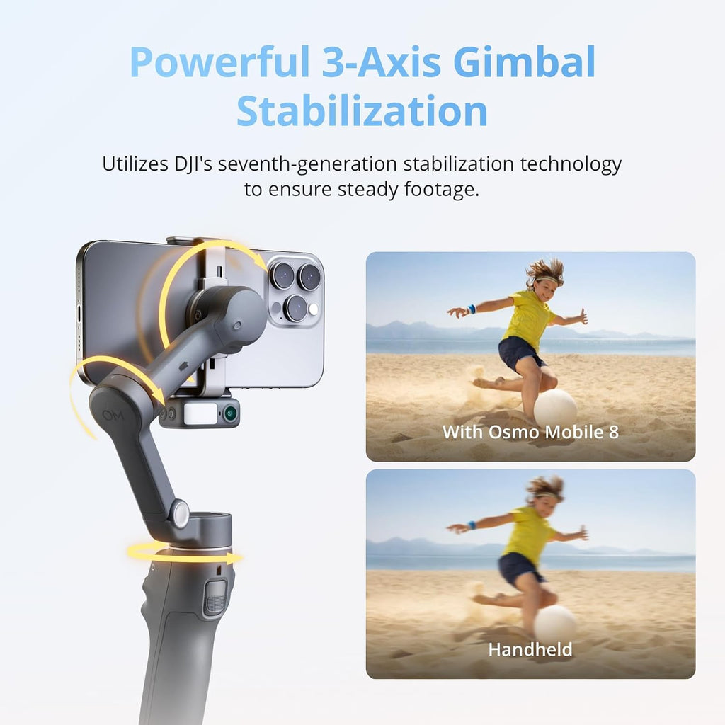 Osmo Mobile 8 + Mic Mini Transmitter (Infinity Black) | Gimbal Stabilizer for phone, AI Native Tracking with Audio &