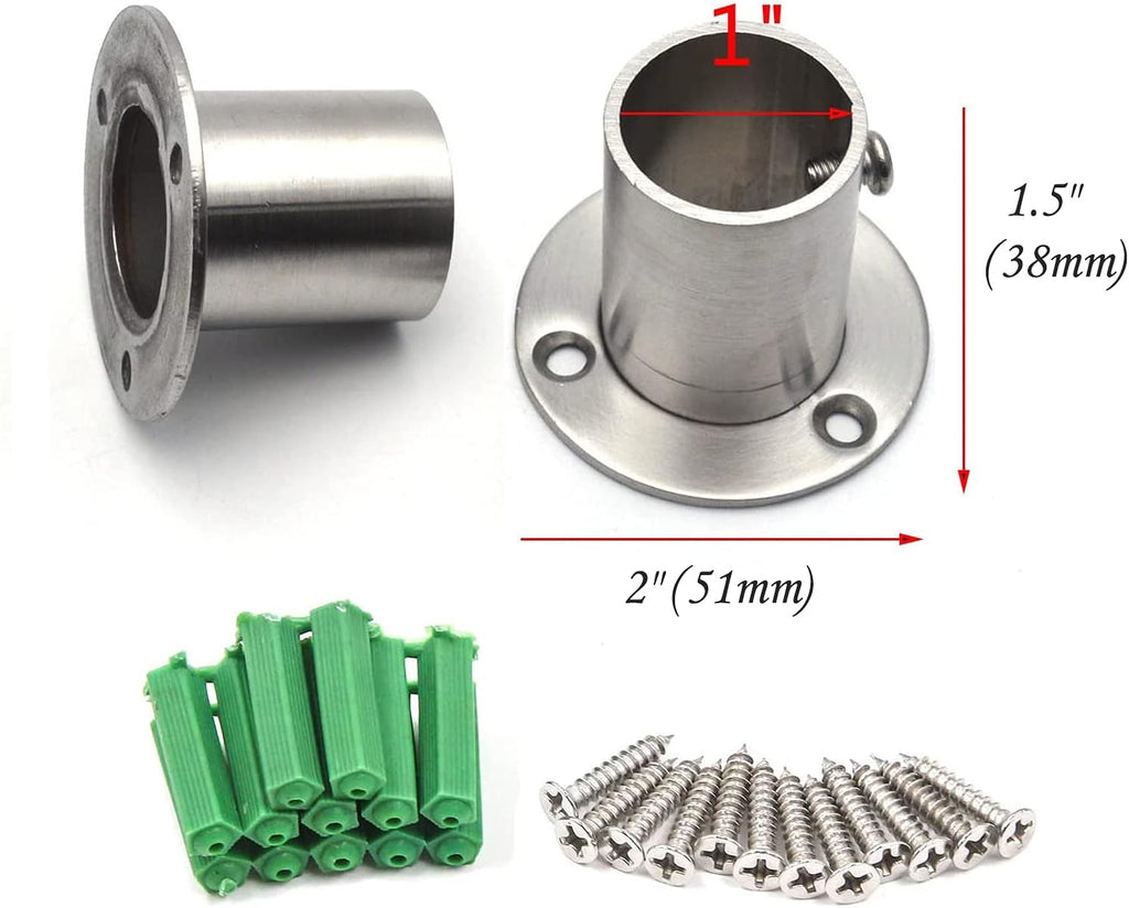 Antrader Stainless Steel Closet Rod Flange,1 Inch Adjustable Socket Bracket