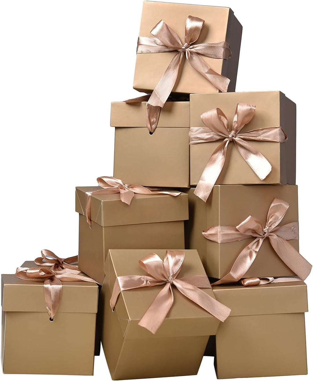 Gift Box with Lid for present, 12pcs, Gold, 4"×4"×4"