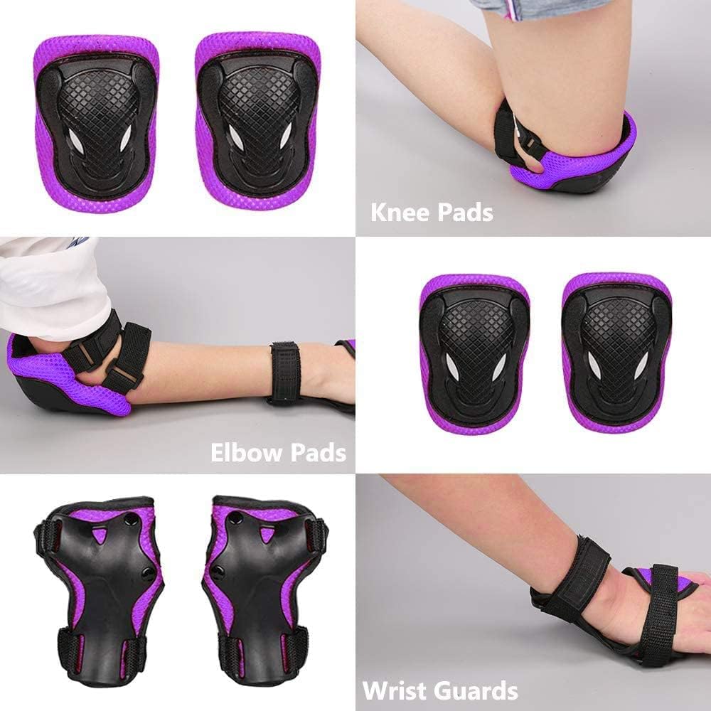 Kids Bike Helmet Skateboard Knee Pads - Kids Helmet Elbow Pads Wrist Guards Adjustable for 5~15yrs Girl Boy Kids