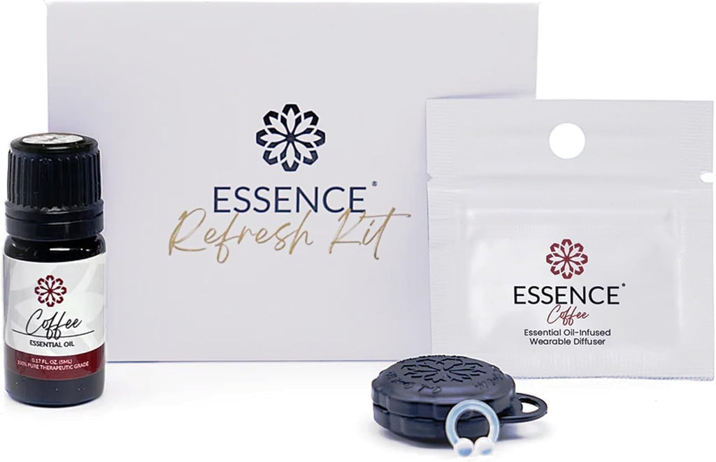 Essence Wearable Aromatherapy Nasal Diffuser – Coffee Essential Oil | Nose Ring Refresh Kit – Personal Scent Clip for