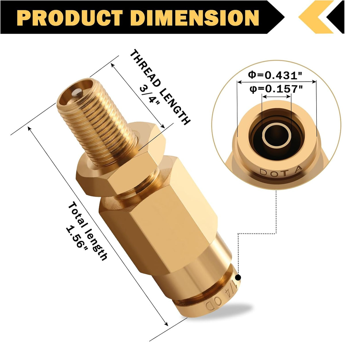 CheeMuii 2PCS 1/4" Brass DOT Inflation Schrader Valve DOT Push Lock Fitting