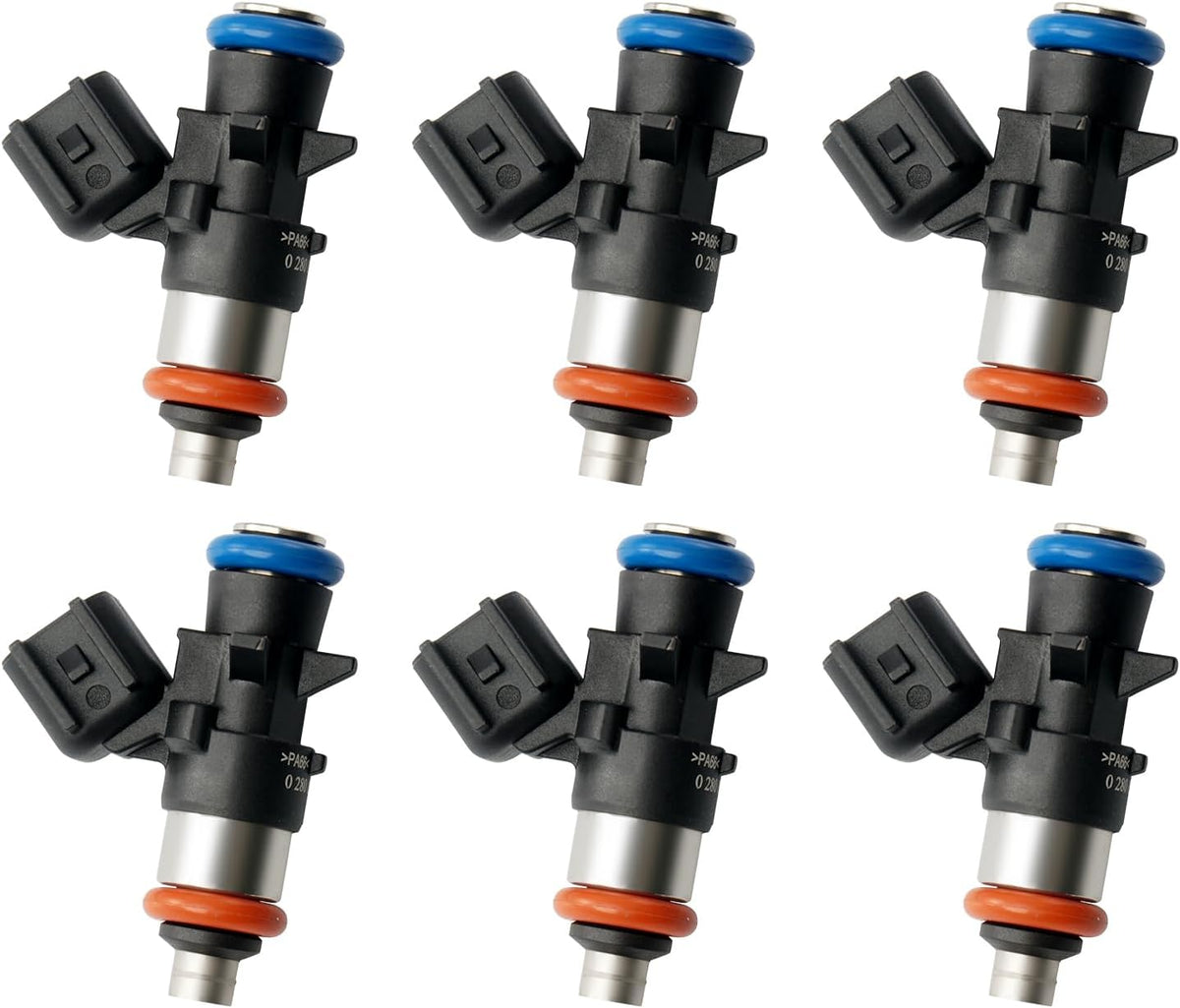 Set of 6 Fuel Injectors 4 Holes Compatible with 2011-2019 Dodge Challenger Charger Durango Journey Grand Caravan Chrysler 200 300 Jeep Grand Cherokee Wrangler RAM 1500 3.6 V6 Replace FJ1147 0280158233