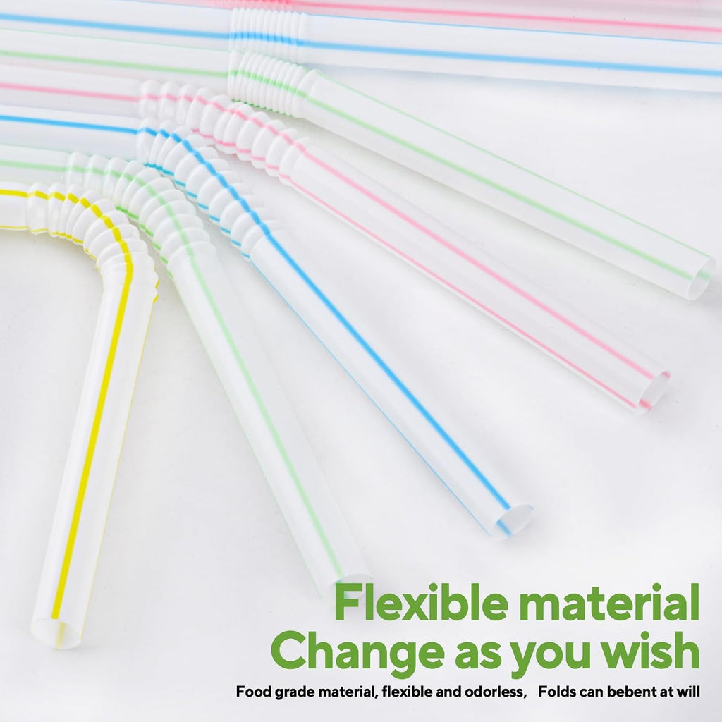 [200 Pack] 8.5" High Flexible Plastic Straws
