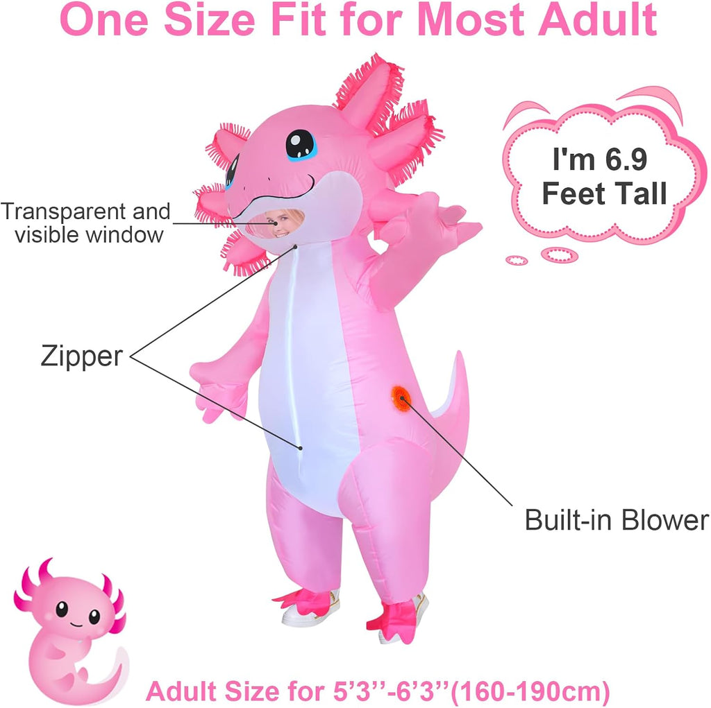 Inflatable Costume Adult Axolotl Costumes Deluxe Halloween Air Blow-up Costume Pink Axolotl Costumes for Women Men